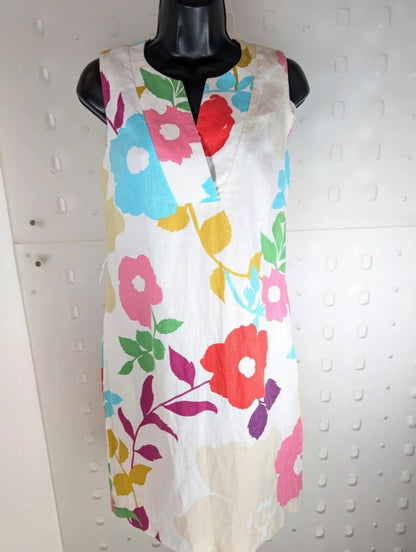 Hobbs Floral Linen Shift Dress Removable Belt UK6