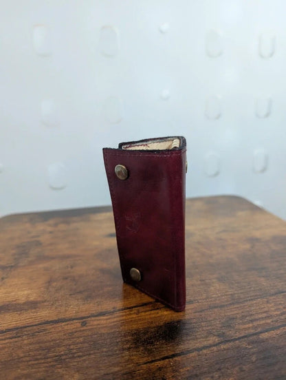 Vintage Camel Burgundy Leather Four Key Wallet