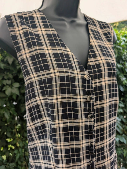 Vintage Meiling Check Longline Sleeveless Shirt UK16