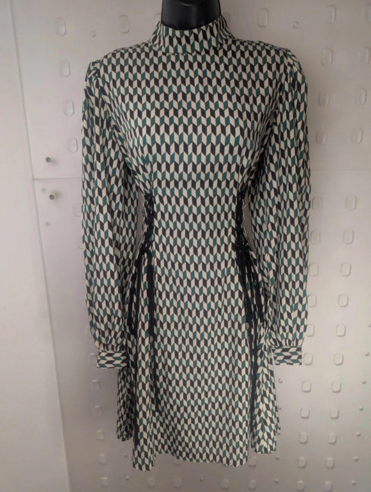 Blue Vanilla geometric print dress UK 10