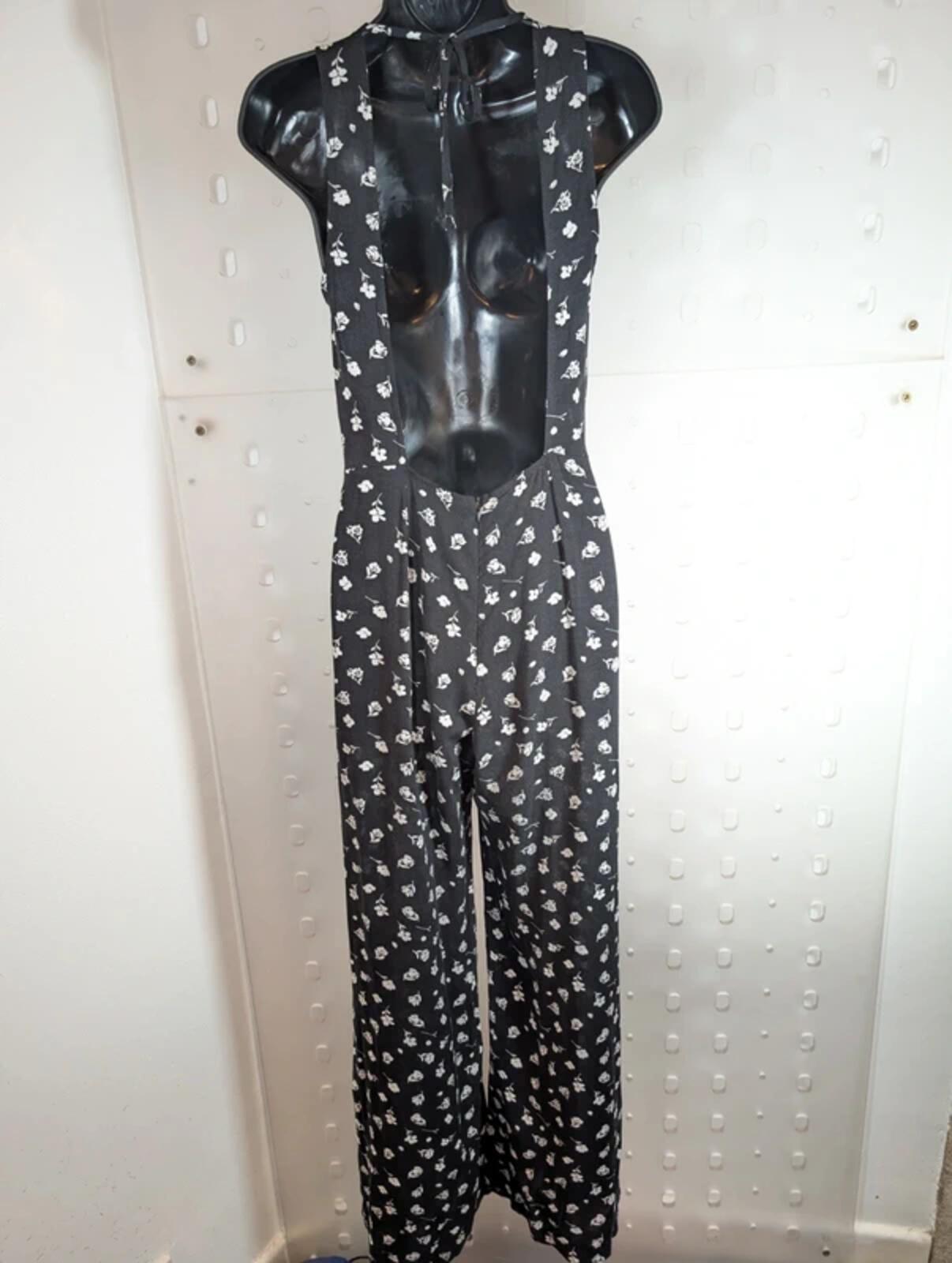 Reclaimed Vintage Wide Leg Jumpsuit Open Back UK8