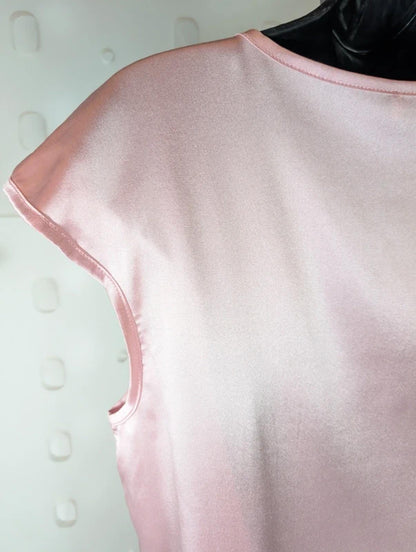 Guido Lombardi Silk Blend Rose Pink Top French Seam Scoop Neck Size L