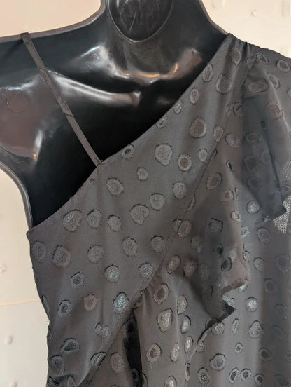 Religion Black One Shoulder Ruffle Mini Dress XS UK8