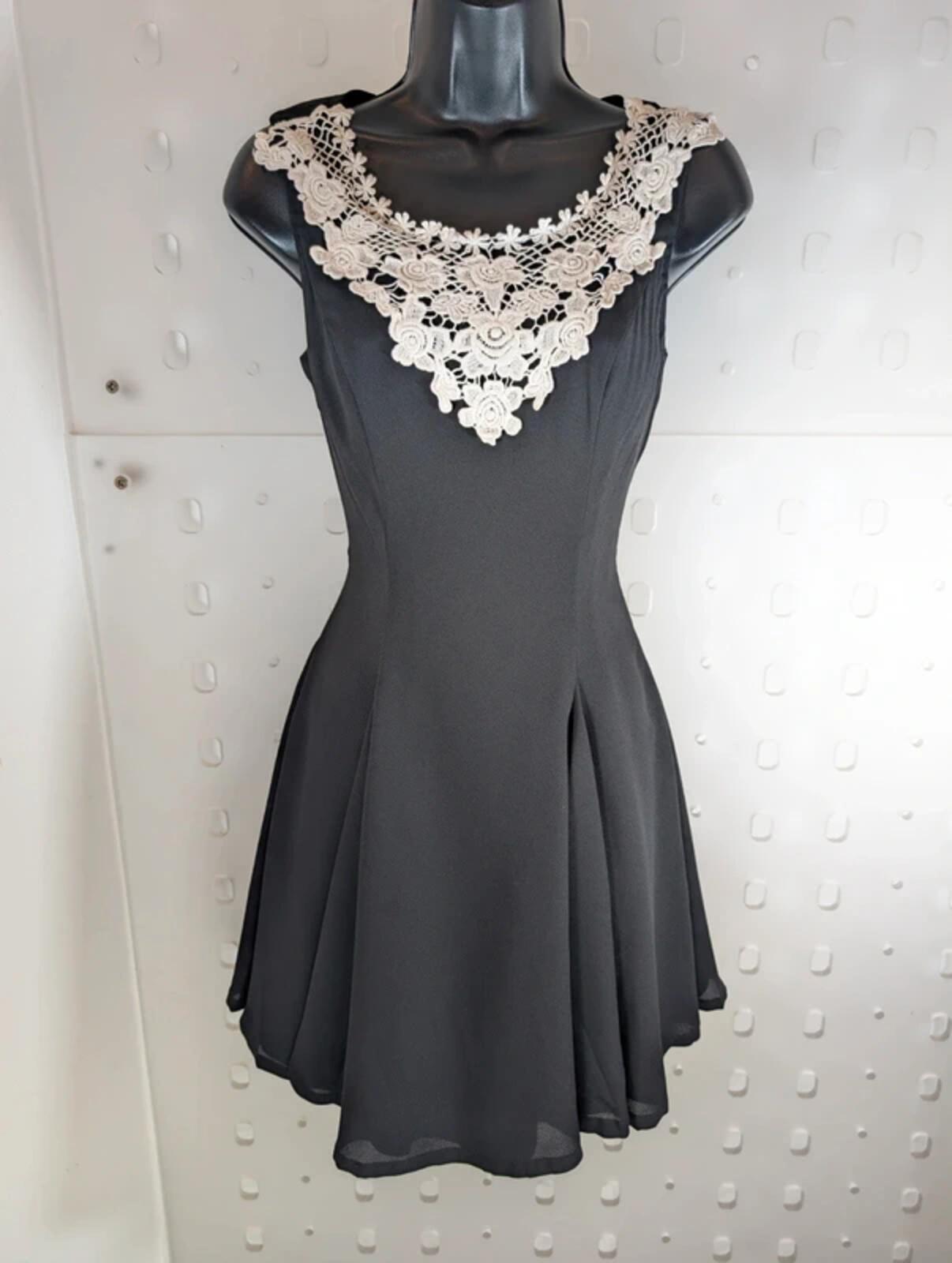 Ever Pretty UK6 Gothic Lolita Fit & Flare Mini Dress Crochet Neckline