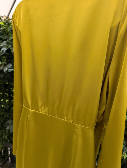 Never Fully Dressed Acid Green Satin Wrap Mini Dress XL