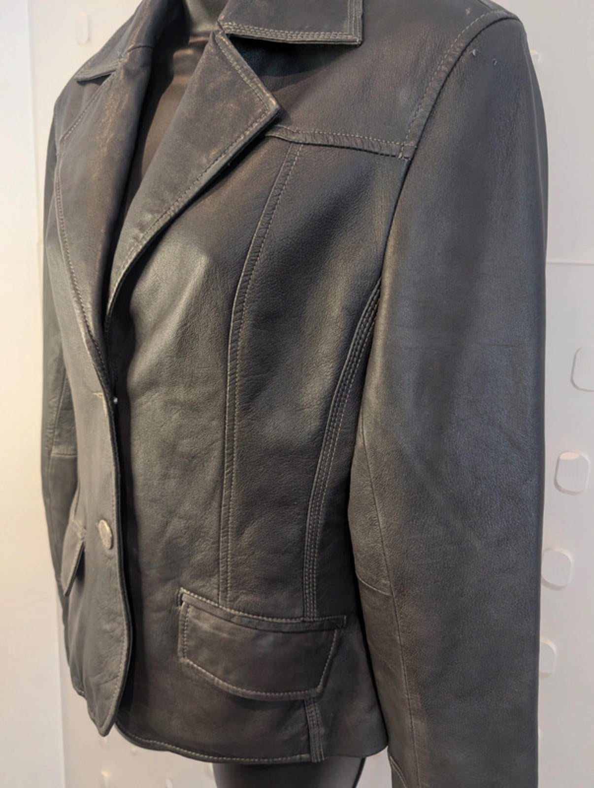 Arma Women Genuine Leather Blazer Jacket – Black (UK 10)