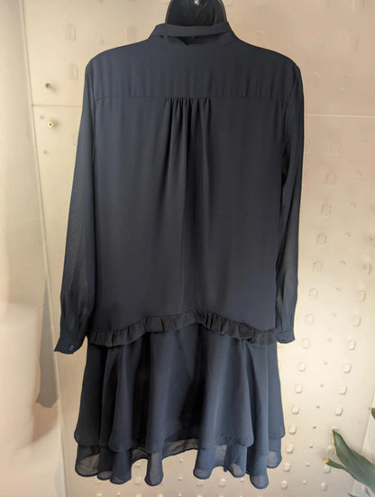 Great Plains navy layered chiffon dress size S