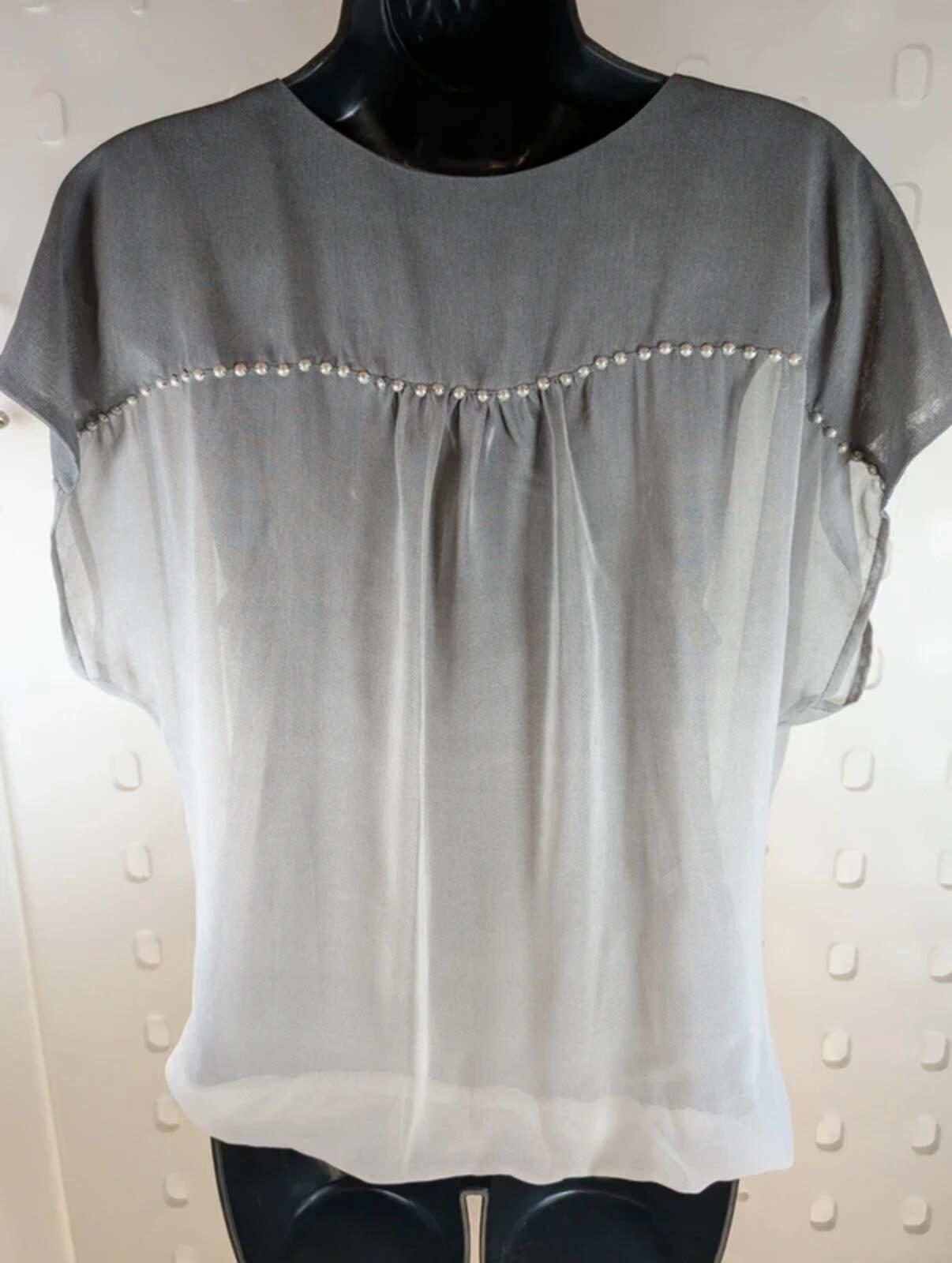 Mint Velvet Ombre Studded Draped Blouse UK18 Sheer Layered Top