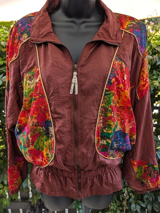 Vintage 1980s EVR Div Rousso Metallic Shell Jacket Paint Splatter