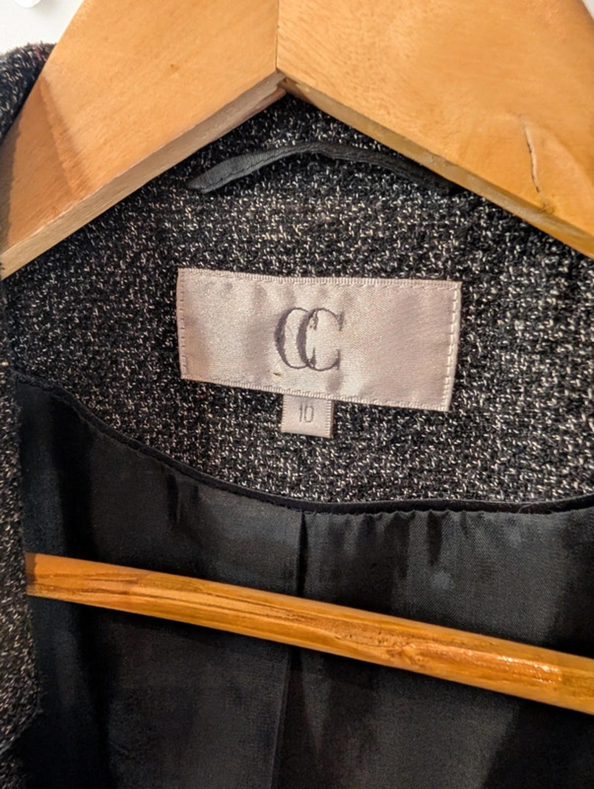 Country Casuals grey tweed fitted jacket – size 10