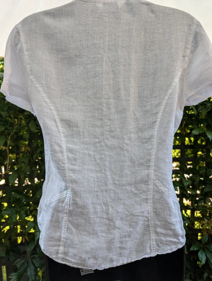 Next 100% Linen Utility Shirt White UK8