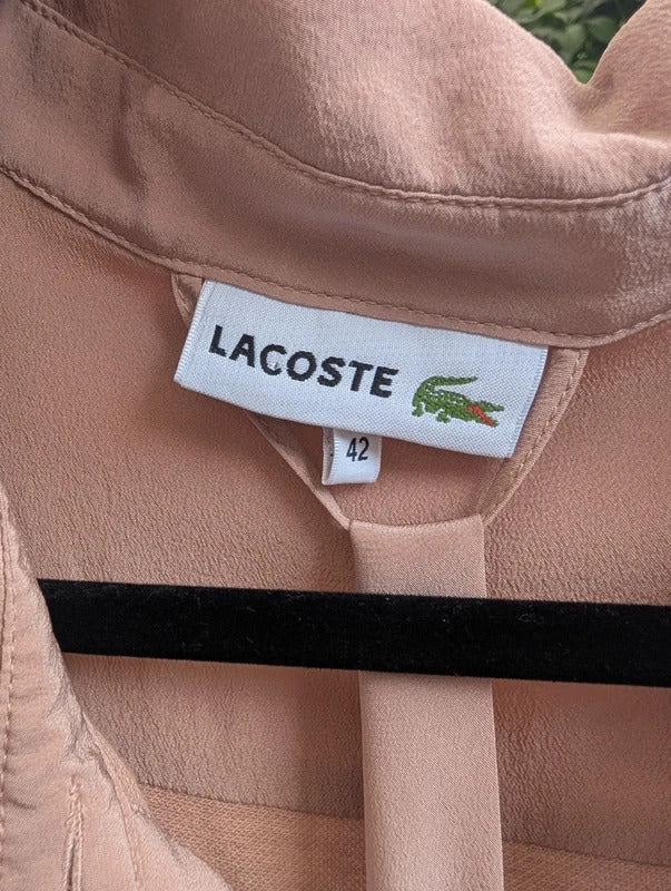 Lacoste Silk Cotton Wool Polo Shirt Dress Size 42 UK14