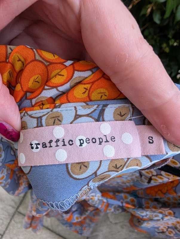 Traffic People Berry Print Open Back Midi Dress UK8