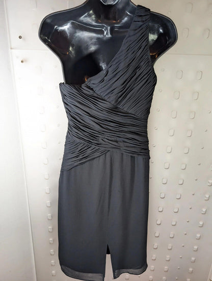 Coast One Shoulder Silk Draped Mini Dress Black – UK 8