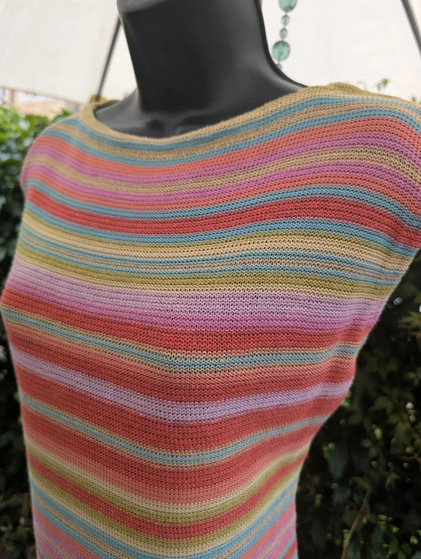 Lauren Ralph Lauren Linen Silk Blend Striped Top Medium