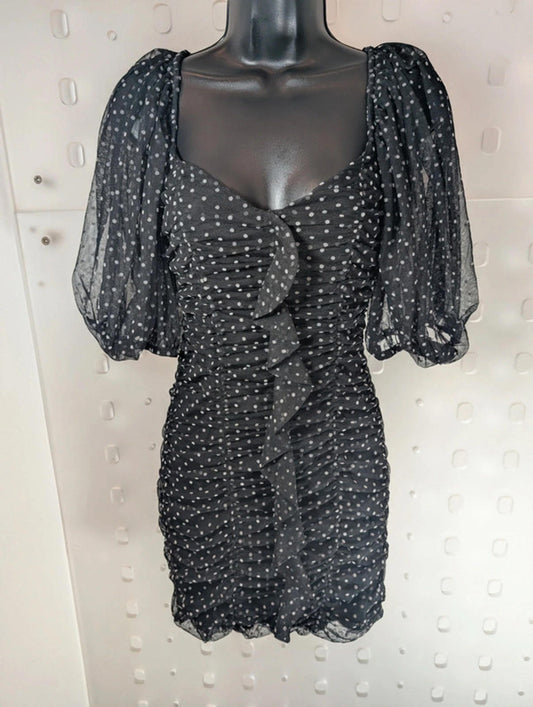 ZARA Black Polka Dot Bodycon Dress – Size Small (best for UK 6)