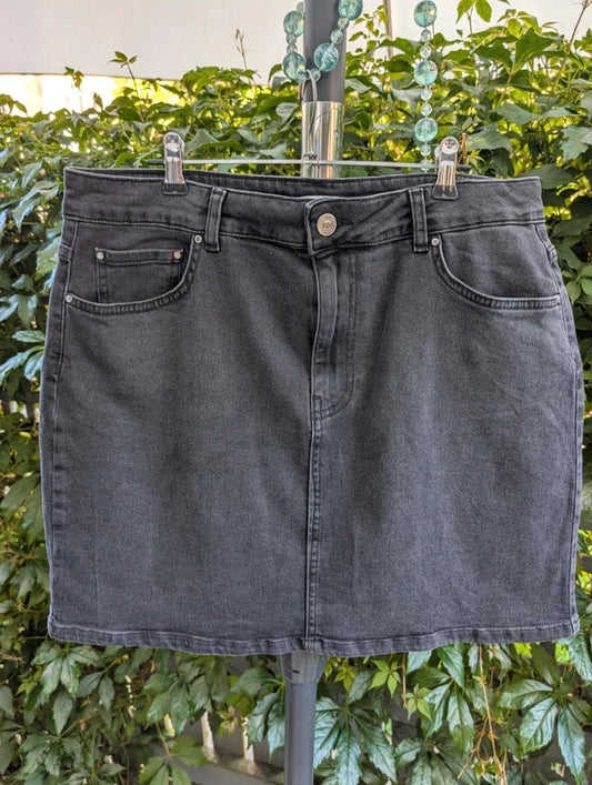 Sonder Studio Black Denim Mini Skirt UK16