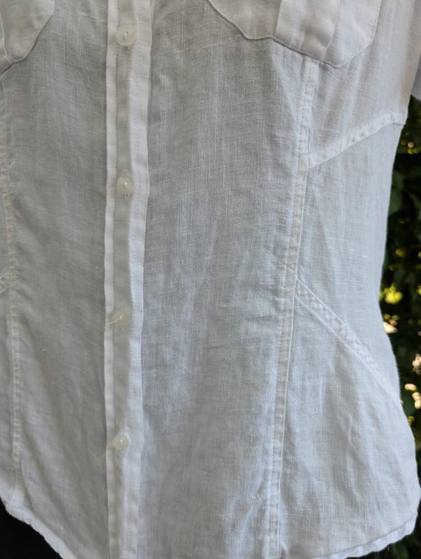 Next 100% Linen Utility Shirt White UK8