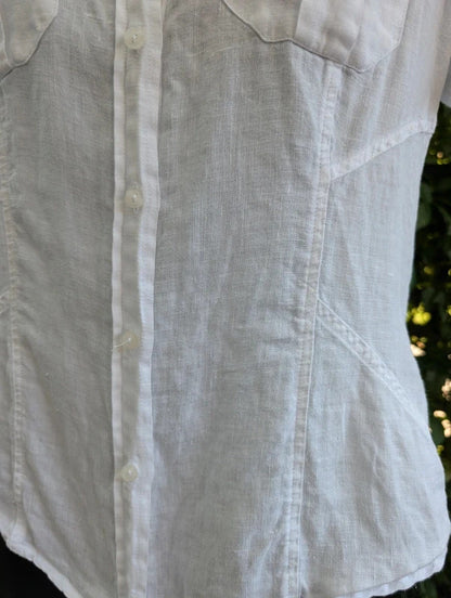 Next 100% Linen Utility Shirt White UK8