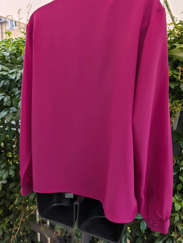 Vintage Foxy Lady Cerise Pink Blouse Made in UK UK14