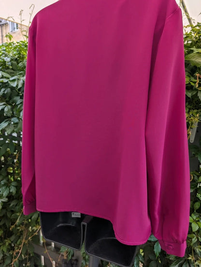 Vintage Foxy Lady Cerise Pink Blouse Made in UK UK14
