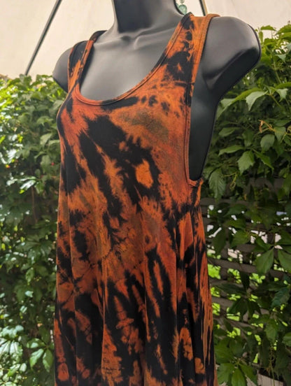 Vivo Tie Dye Longline Top Orange Black Medium