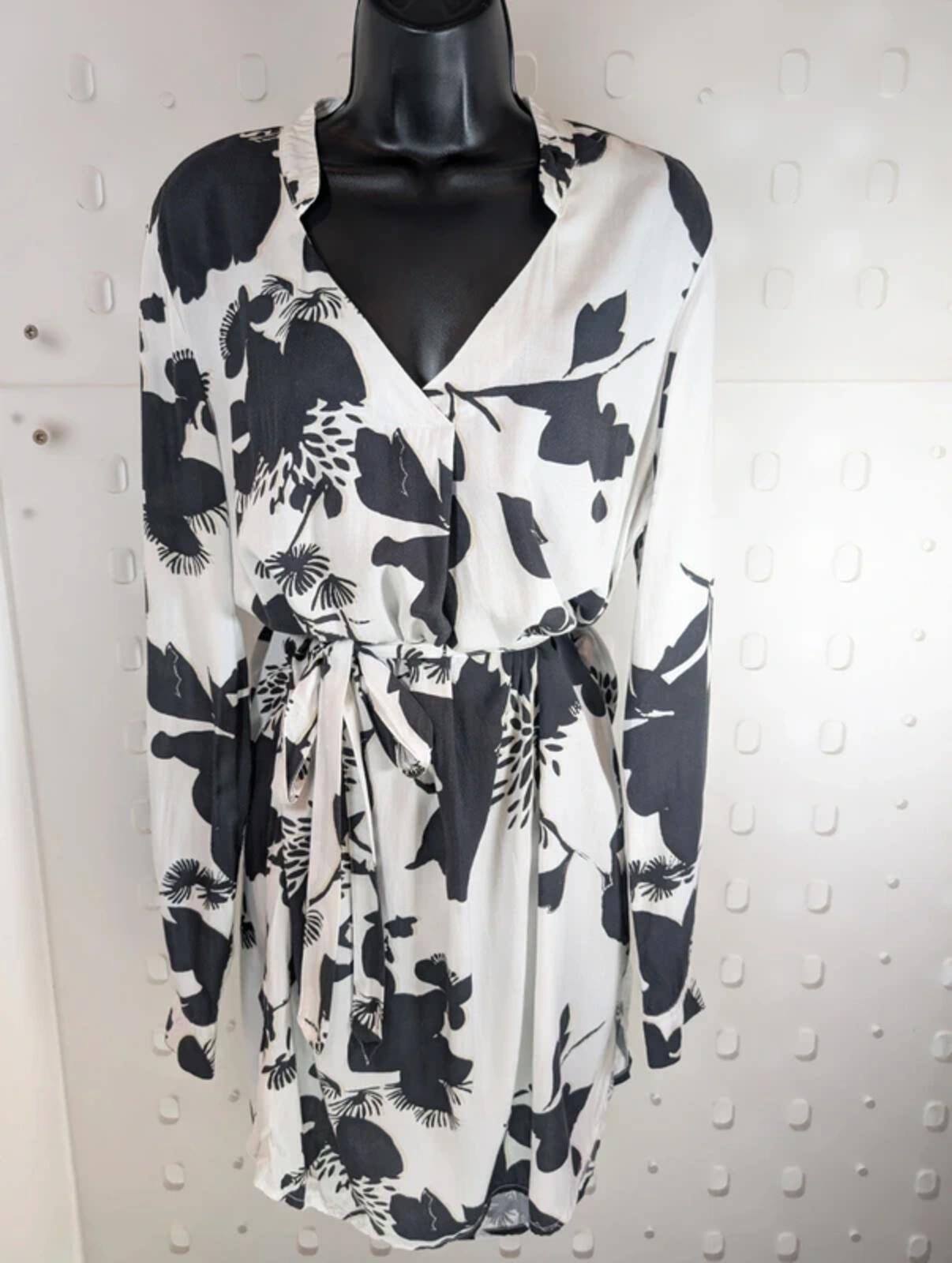 Sandwich Printed Shirt Dress Removable Tie Belt Size 40