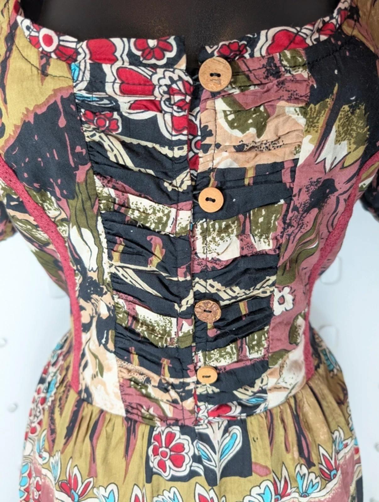 Joe Browns Boho Cotton Dress Tie Back Square Neck UK 14