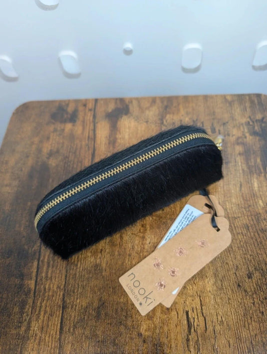 Nooki London Poppy Hair On Hide Glasses Case Black NWT