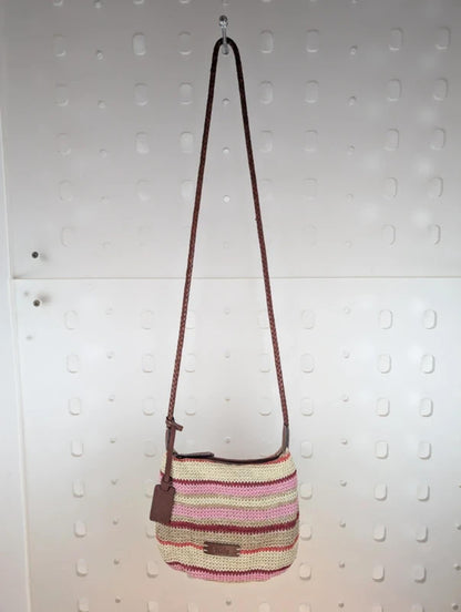 Tula Rattan Crossbody Bag Leather Trim Woven Summer Holiday Boho