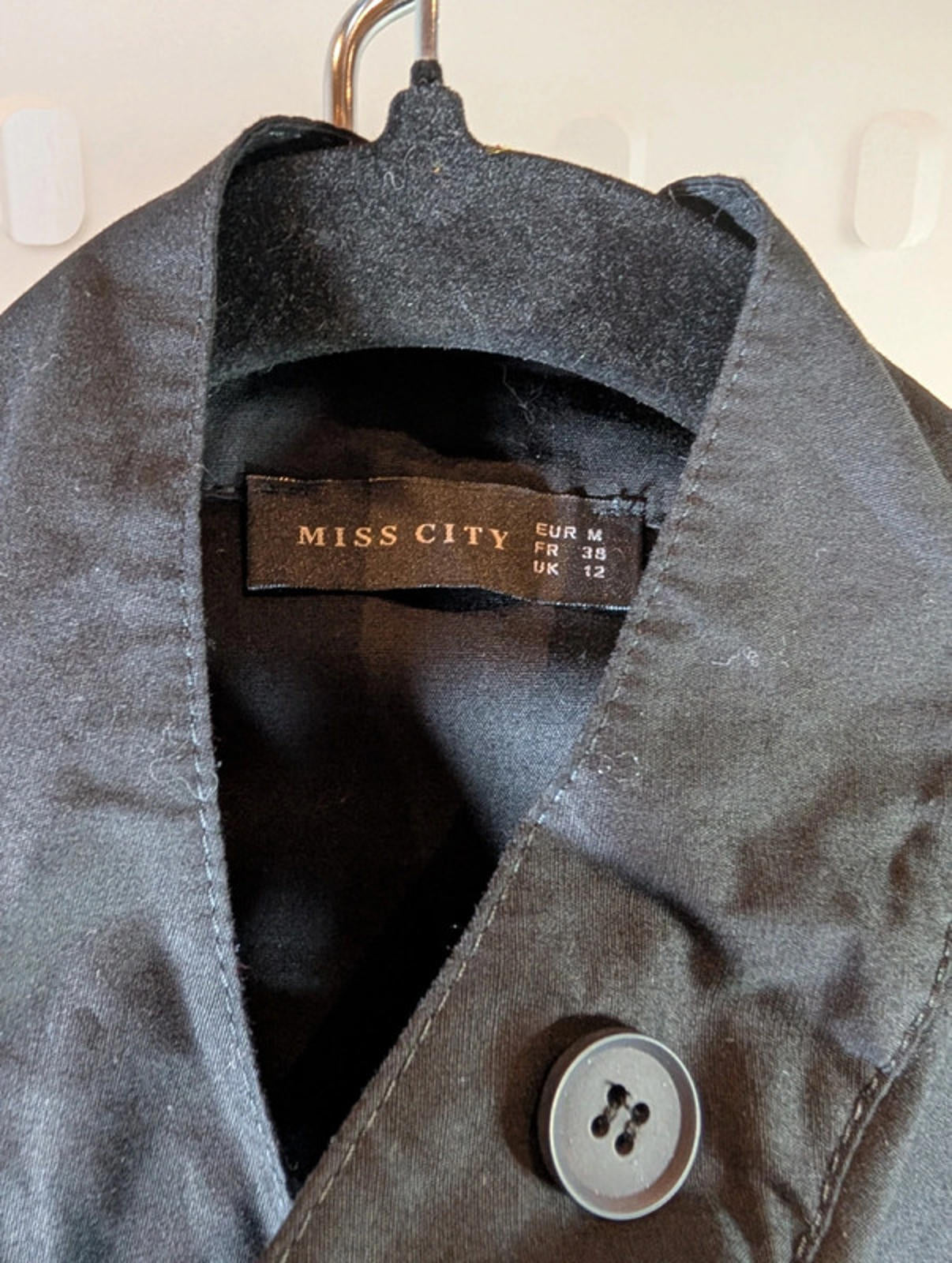 Miss City Utility Dress Jacket Black UK 12  Asymmetric Hem