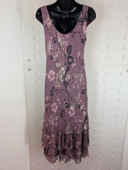 Cameron Blake by Mon Cheri Purple Silk Fairycore Dress UK8