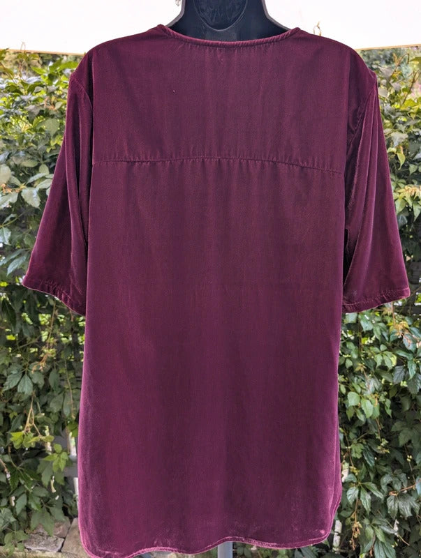 Free People Embroidered Velvet Mini Dress Burgundy Large