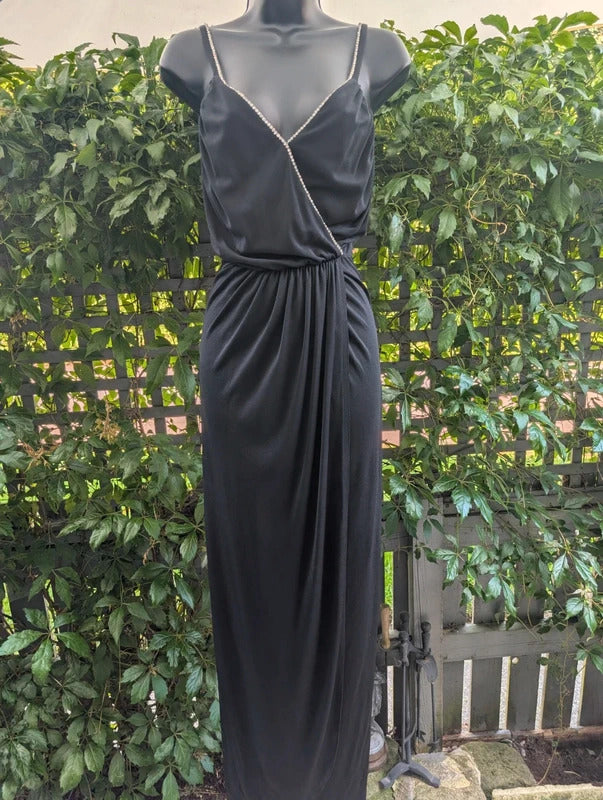 Vintage John Marks by Anne Tyrrell Black Evening Maxi Dress UK6