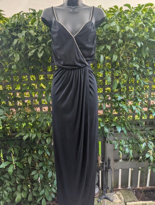 Vintage John Marks by Anne Tyrrell Black Evening Maxi Dress UK6