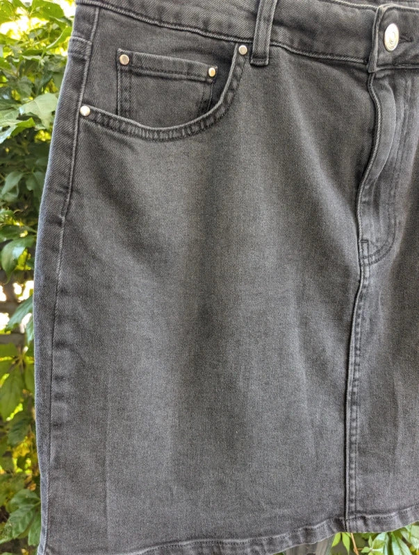 Sonder Studio Black Denim Mini Skirt UK16