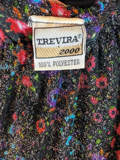 Vintage 1970s Trevira 2000 Floral Maxi Dress UK8/10