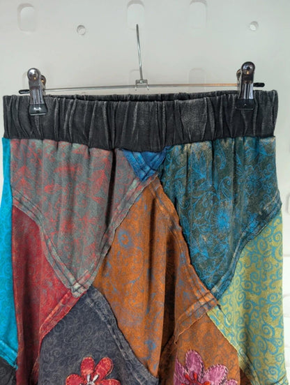Gringo Patchwork Midi Skirt Fair Trade Cotton Nepal M/L