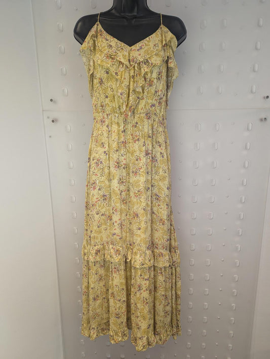Suncoo Carine Strappy Floral Midi Dress Size L