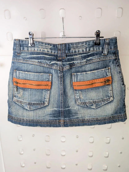 Vintage Jeanstar 100% Cotton Denim Mini Skirt 30” Waist Grunge Y2K