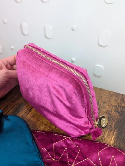 Nooki London Velvet Travel Bag & Eye Mask Bundle Pink Teal