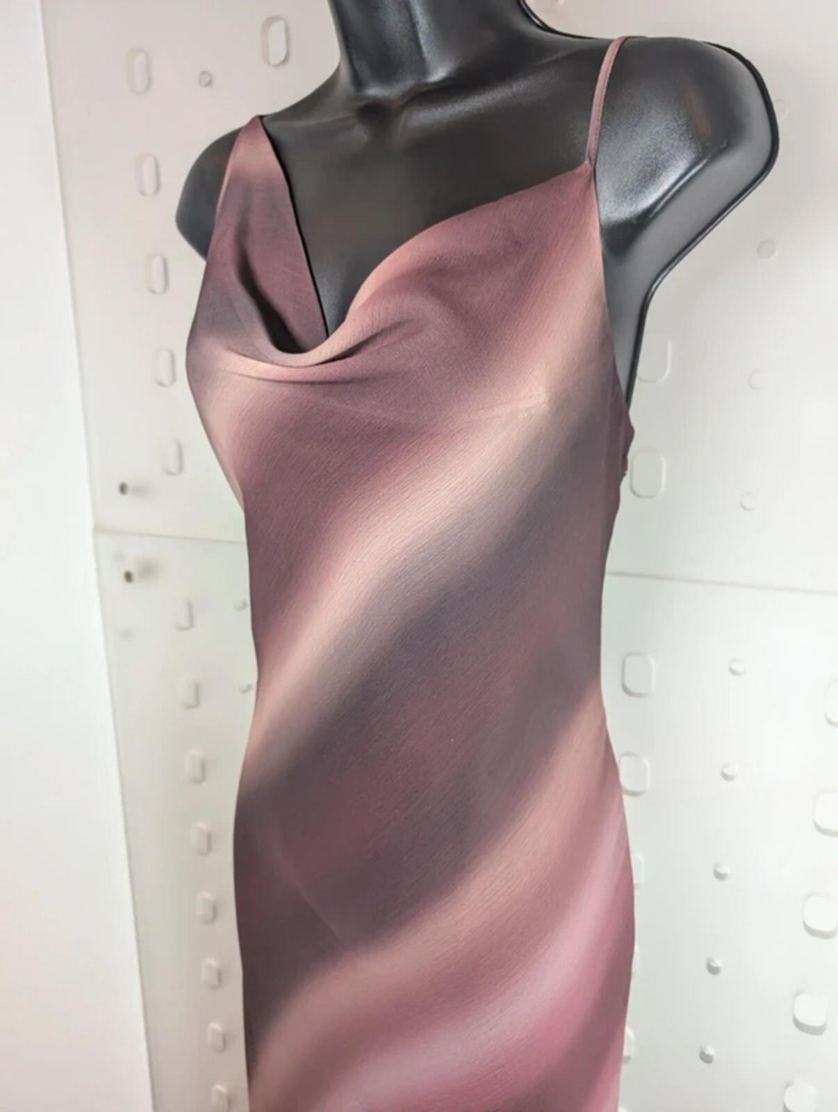 Pretty Lavish Ombre Maxi Slip Dress Burgundy UK12