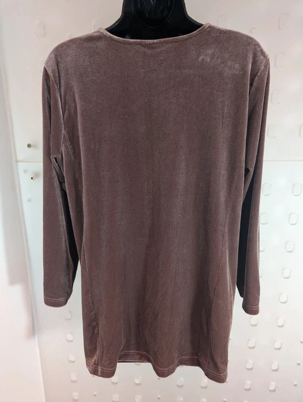 Quacker Factory Taupe Velvet Diamanté Top Size M