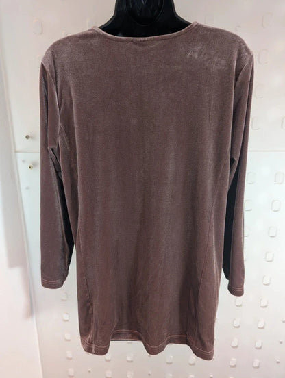 Quacker Factory Taupe Velvet Diamanté Top Size M