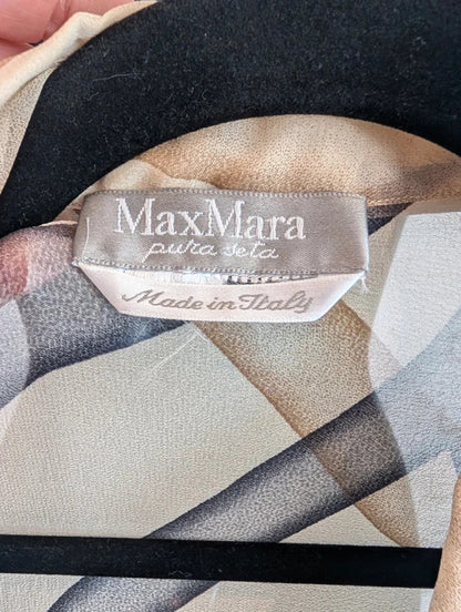 Vintage Max Mara Pura Seta Pure Silk Geometric Maxi Shirt Dress Made in Italy
