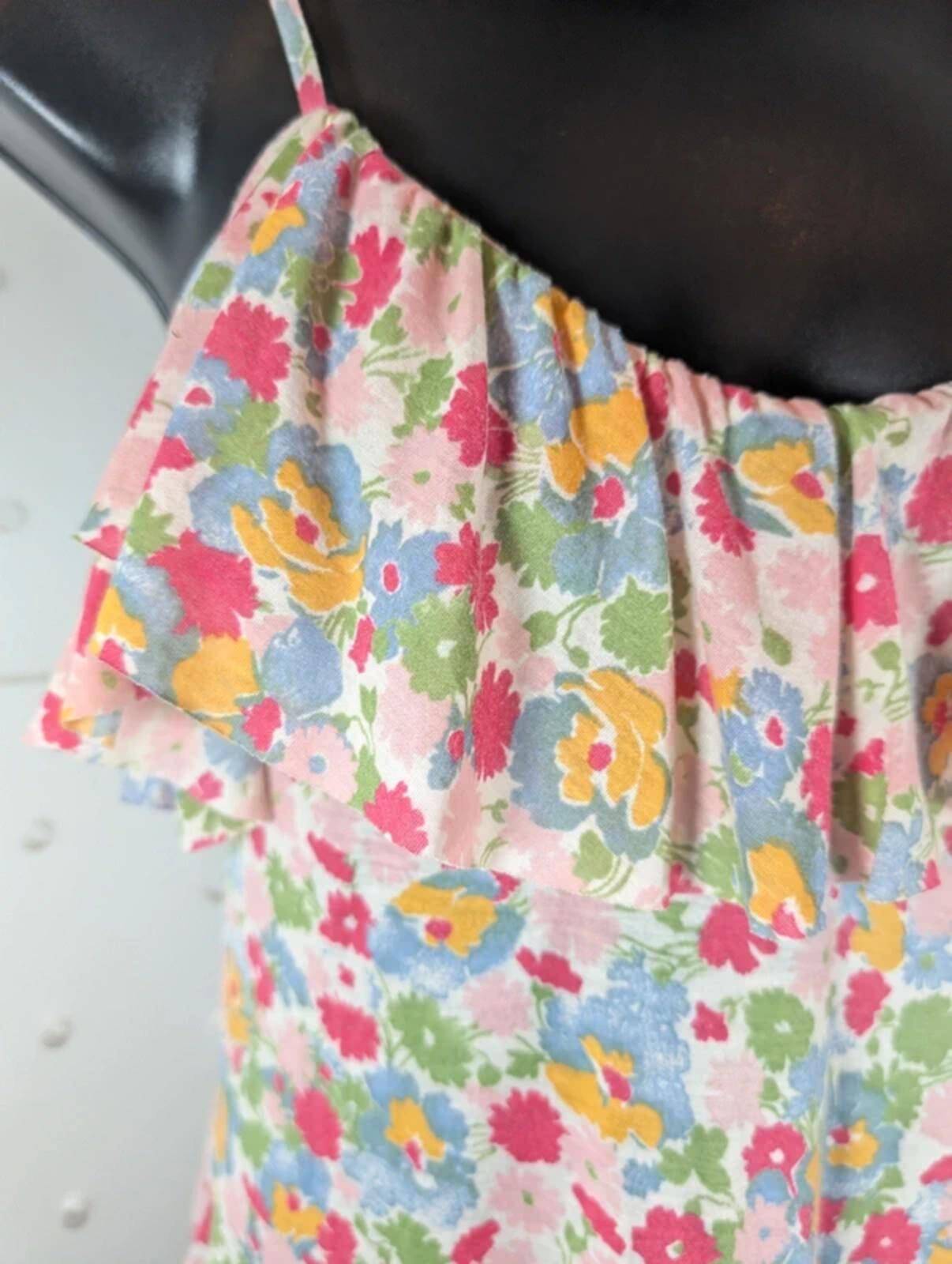 Topshop Y2K Floral Mini Dress Pink Blue UK6