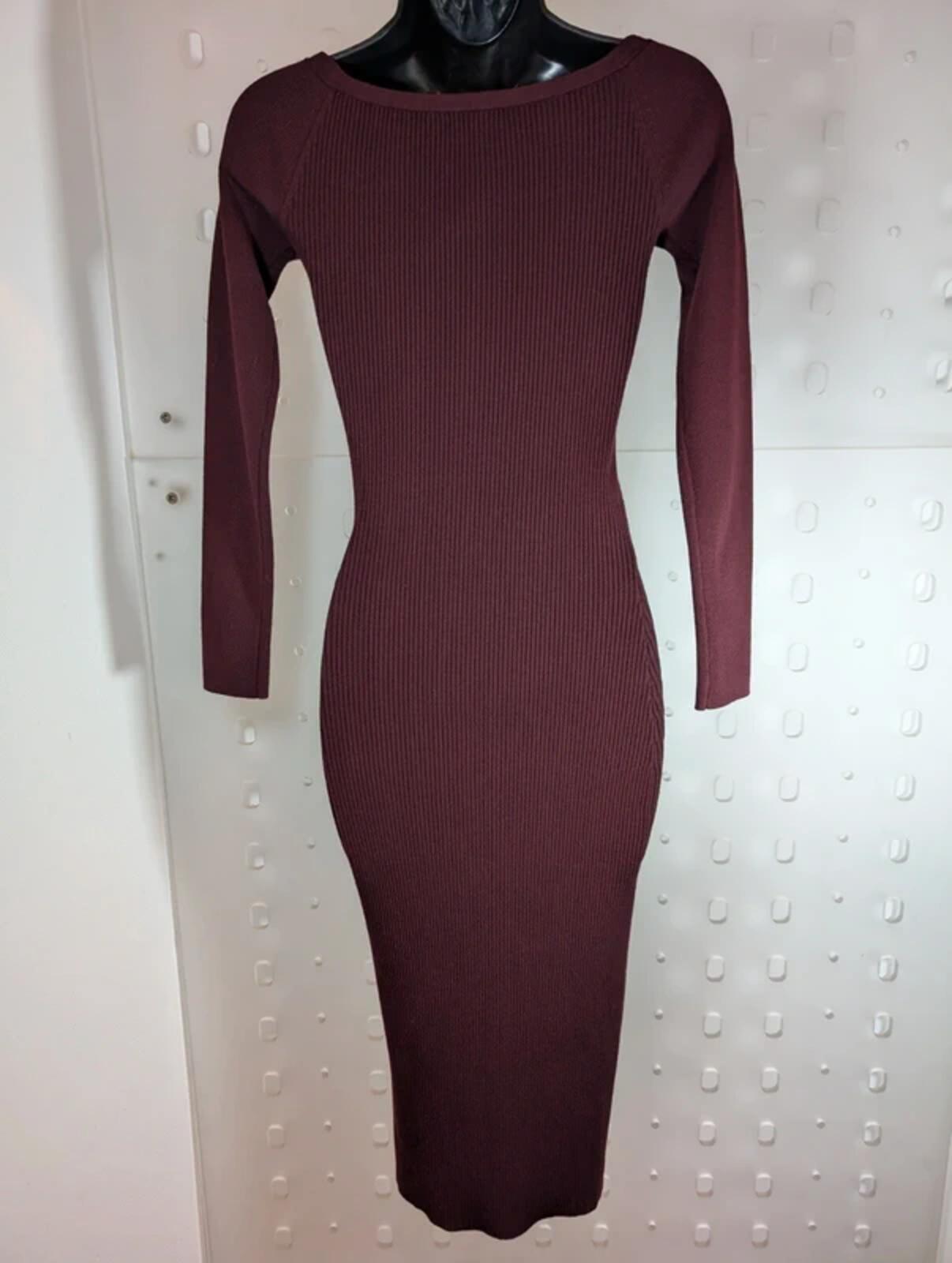 Reiss Ribbed Knit Midi Dress Off Shoulder Black Small