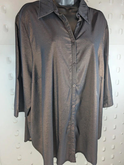 Vintage Essence Brown Two Tone Taffeta Shirt UK24