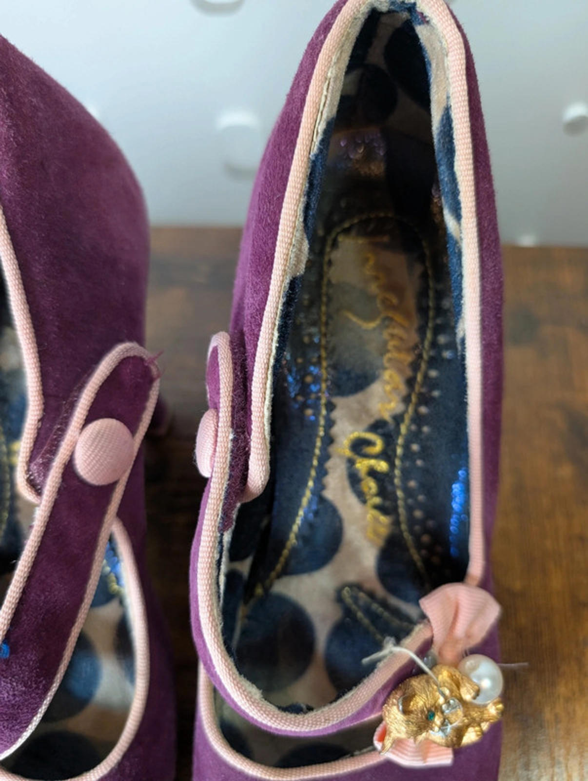 Irregular Choice purple suede heels | UK 6 | Bow & cat detail | Project pair