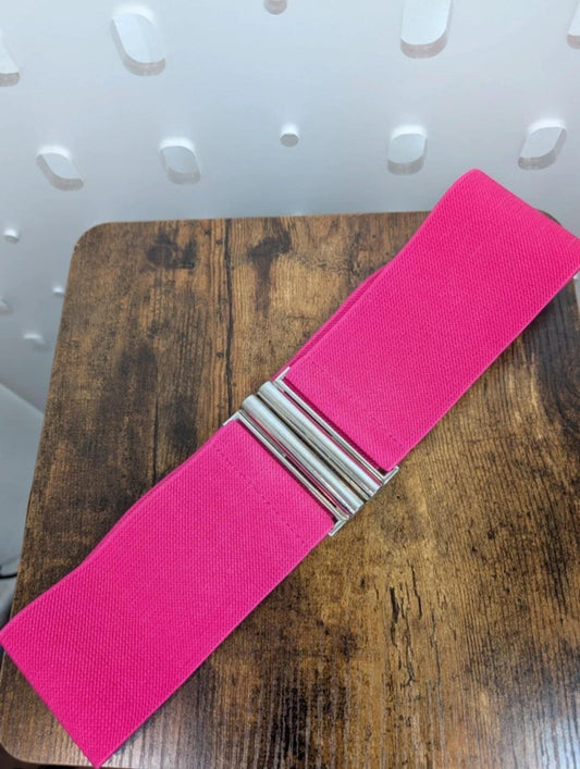 Vintage Style Wide Waist Belt Barbie Pink Medium